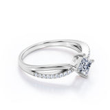 Twisted 0.50 Carat Princess Cut Diamond Four Prong Infinity Style Engagement Ring In White Gold