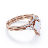 Crown 1.25 Ct Kite Cut Lab Created Opal Bridal Set