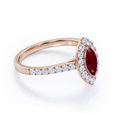Classic Marquise 1 carat Marquise Lab Ruby and Diamonds Engagement Ring in White Gold