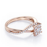 Semi Twisted Infinity 0.9 Carat Round Shape Moissanite and diamond Square Floral Cluster in Yellow Gold