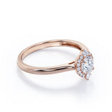 1 Carat Round Cut Moissanite And Diamond Halo Engagement Ring In White Gold