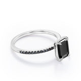 1.25 ct Emerald Lab Black Diamond Pave Engagement Ring
