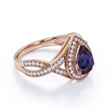 Infinity 1.50 Ct Pear Lab Alexandrite Engagement Ring