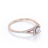 Women's Ring 1 carat Square Moissanite and Diamond Split Shank Engagement Ring in White Gold