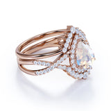 1.25 ct Teardrop Moonstone Infinity Wedding Set