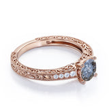 0.45 Ct Round Salt and Pepper Diamond Art Deco Engagement Ring