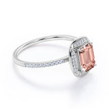 Exquisite 1.25 Carat Emerald Cut Morganite and Diamond Engagement Ring in 10k Rose Gold