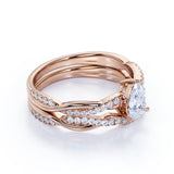 Infinity 1.25 Carat Pear Cut Moissanite Pave Wedding Ring Set