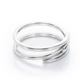 Solitaire 0.05 Carat Round Cut Dainty Moonstone Spiral Stackable Ring In Rose Gold