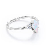 Unique Four Prong 1.30 Carat Kite Shaped Precious Fire Opal And Diamond Seven Stone Engagement Ring In Black Gold