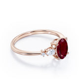 Five Stone 0.60 ct Oval Lab-Created Ruby Engagement Ring