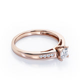 Minimalist 4-Prong Cathedral 0.35 TCW Princess Cut Diamond Mini Flush Pave Engagement Ring in 10K Rose Gold