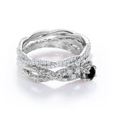 Affordable Antique Artdeco 1.10 Carat Round Lab Black Diamond Halo Wedding Ring Set in Rose Gold