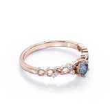 Leaf 0.60 Ct Round Salt and Pepper Diamond Engagement Ring