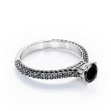 1.35 ct Round Lab Black Diamond Cathedral Engagement Ring