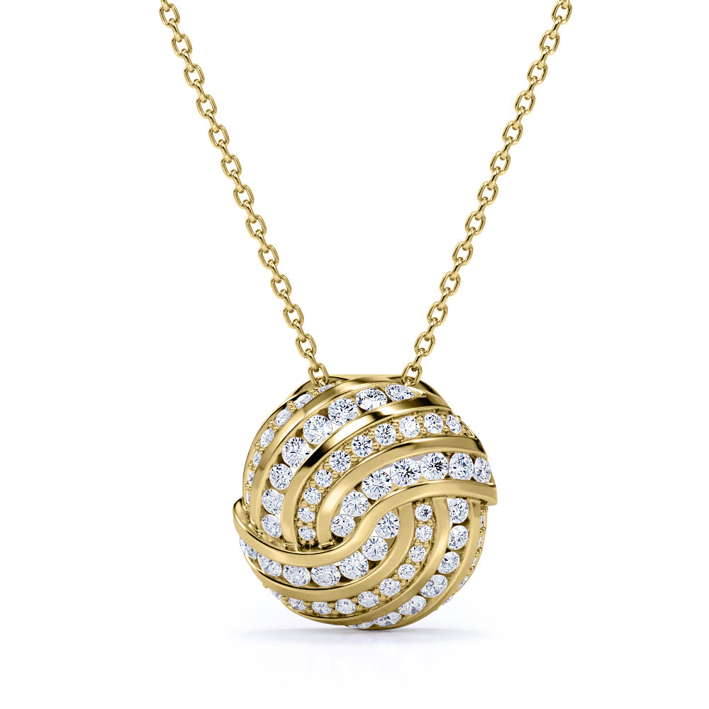 Intertwined 0.55 carat Round Moissanite/ Diamond Pendant Necklace in 18 Black Gold Over Silver