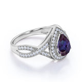 Infinity 1.50 Ct Pear Lab Alexandrite Engagement Ring