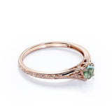 0.33 Ct Round Green Moss Agate Filigree Engagement Ring