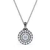Basket Set Solitaire 1.50 Carat Round Cut Certified Moissanite and Diamond Micro Pave Pendant Necklace in White Gold