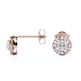 Twisted Scallop 0.43 CT TDW Round Certified Lab Diamond Claw Set Stud Earrings in Rose Gold