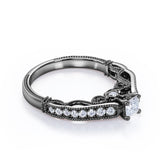 0.75 carat Timepiece Jewelry Cushion Moissanite and Diamond Engagement Ring in White Gold - Mother's Day - Anniversary