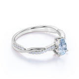 0.95 ct Pear Shaped Aquamarine Infinity Engagement Ring