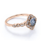 1.25 Ct Round Salt and Pepper Diamond Floral Wedding Ring Set