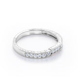 Cinderella Staircase 0.15 TCW Round Shaped Diamond Milgrain Filigree Wedding Band in White Gold