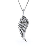 0.45 Carat Round Cut Moissanite Angel's Wing Pendant Necklace In White Gold