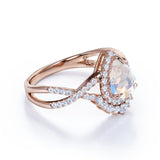 Art Deco 1.5 ct Pear Moonstone Infinity Wedding Set