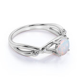 Twisted 1.10 Ct Round Cut Lab Created Opal Engagement Ring