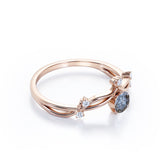 Crown 0.65 Ct Round Salt and Pepper Diamond Engagement Ring