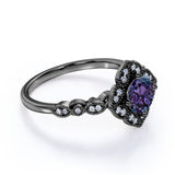 1.50 Ct Round Lab Alexandrite Floral Bridal Set