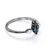 Trillion Six Prong 1 Carat Kite Shaped Lab Created Alexandrite And Diamond Three Stone Basket Set Engagement Ring In White Gold