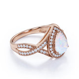 Antique 1.75 Ct Pear Cut Lab Created Opal Engagement Ring