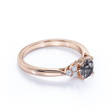 7 Stone 1.75 ct Round Black Rutilated Quartz Engagement Ring