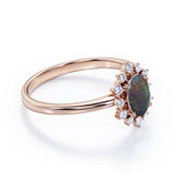 Halo 1.25 Ct Oval Cut Lab Created Black Opal Engagement Ring