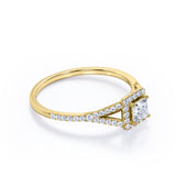 Women's Ring 1 carat Square Moissanite and Diamond Split Shank Engagement Ring in White Gold