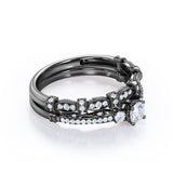 Fashionable 1.25 carat Round Moissanite and Diamond Bridal Ring Set in White Gold - Proposal Ring