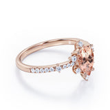Snowflake 0.7 carat Pear Morganite and Diamond Classic Engagement Ring in White Gold