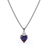 Delicate 1.05 Carat Heart Shaped Lab Created Alexandrite and Diamond Three Prong Pendant Necklace In White Gold For Her