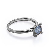 Solitaire 0.5 Ct Princess Cut Salt and Pepper Diamond Engagement Ring