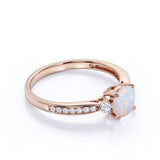 Three-Stone 1.10 Ct Round Cut Lab Created Opal Engagement Ring
