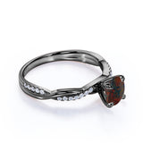 Infinity Style 1.25 Carat Round Cut Genuine Lab Black Opal And Diamond Twisted Pave Set Engagement Ring In White Gold