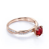 Infinity Style 1.25 Carat Round Cut Lab Ruby and Diamond Engagement Ring in White Gold