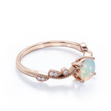 Art Deco 1.50 Ct Round Cut Lab Created Opal Engagement Ring