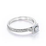Art Deco 0.50 Ct Princess Cut Diamond Engagement Ring