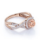 Infinity 1.50 ct Round Morganite Halo Engagement Ring
