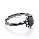 Halo 1.25 Ct Oval Cut Lab Created Black Opal Engagement Ring