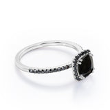 1.5 ct Cushion Lab Black Diamond Halo Engagement Ring